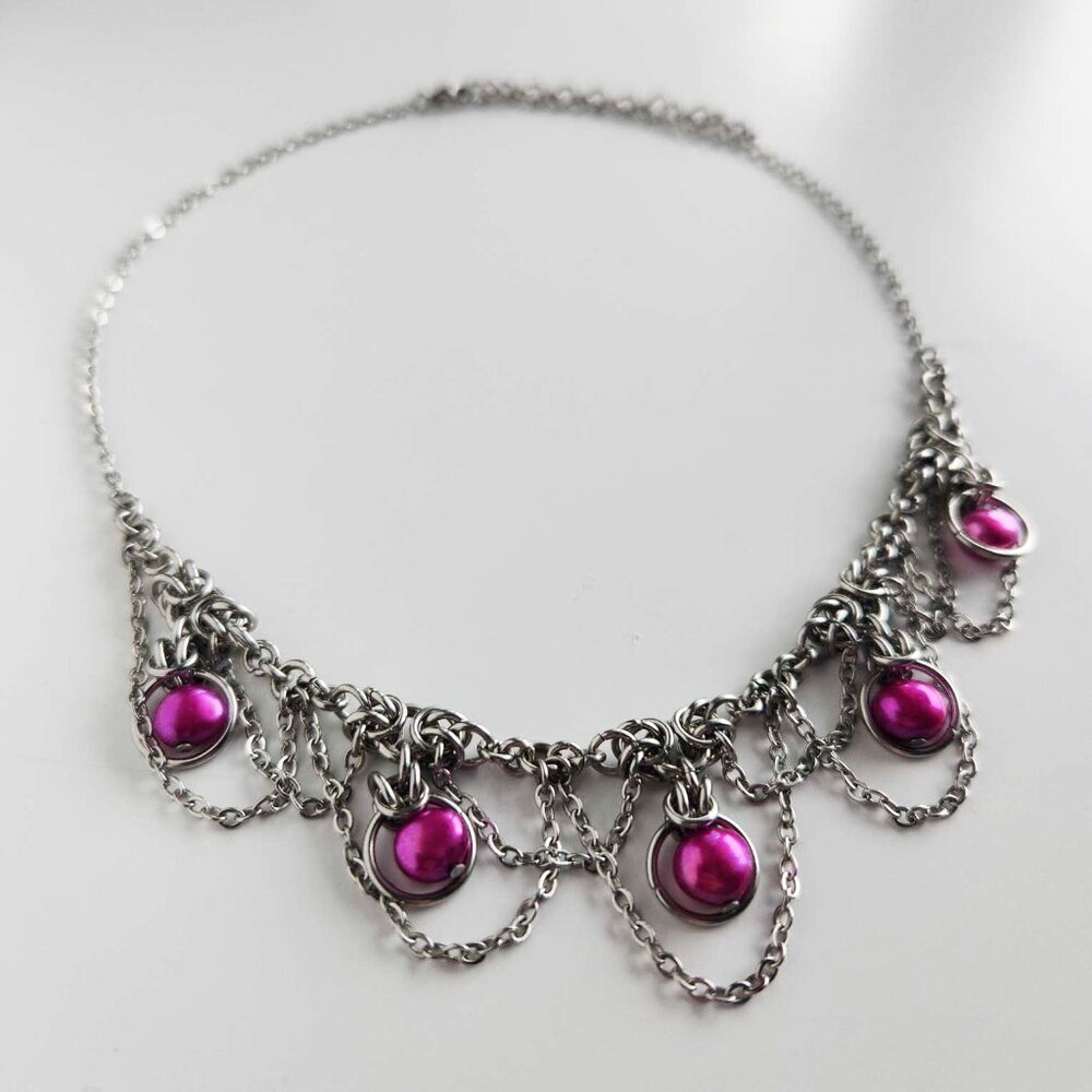 Pink and silver princess choker necklace - Picture 9 of 13